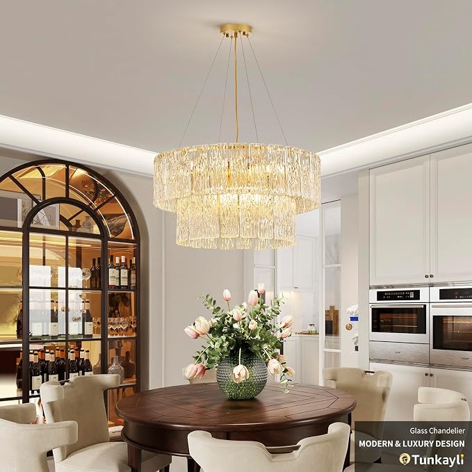 24 Inch Modern Gold Crystal 8-Light Drum Chandelier