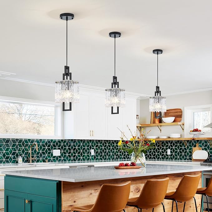 5.9 Inch Modern Black Crystal 1-Light Mini Pendant Chandelier