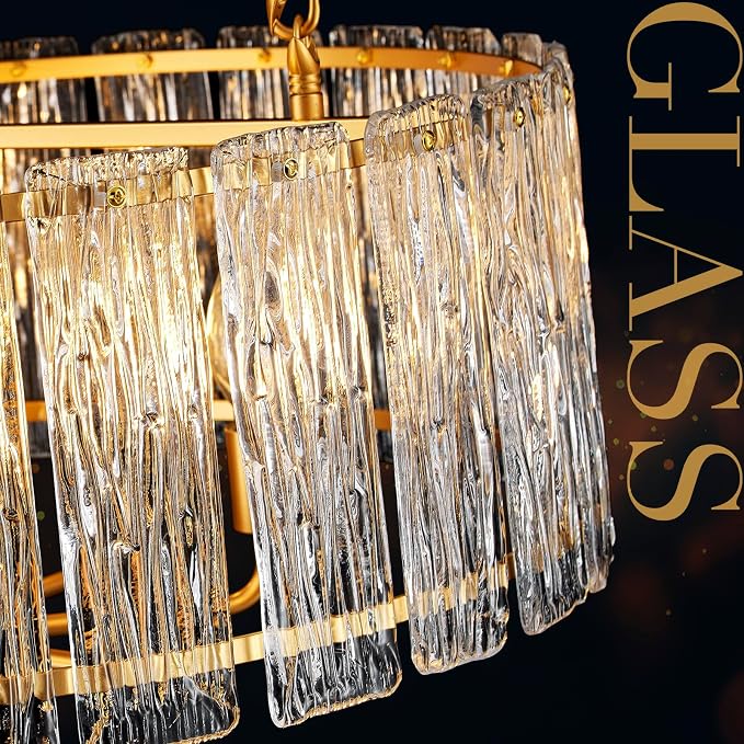 24 Inch Modern Luxury Gold Crystal 8-Light Drum Chandelier