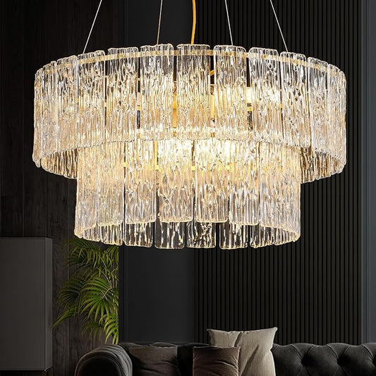 24 Inch Modern Gold Crystal 8-Light Drum Chandelier