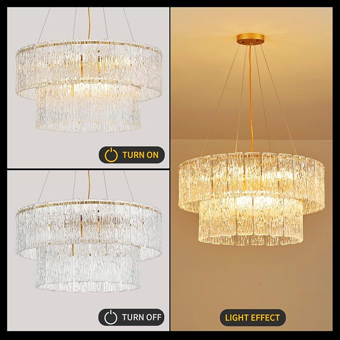 24 Inch Modern Gold Crystal 8-Light Drum Chandelier
