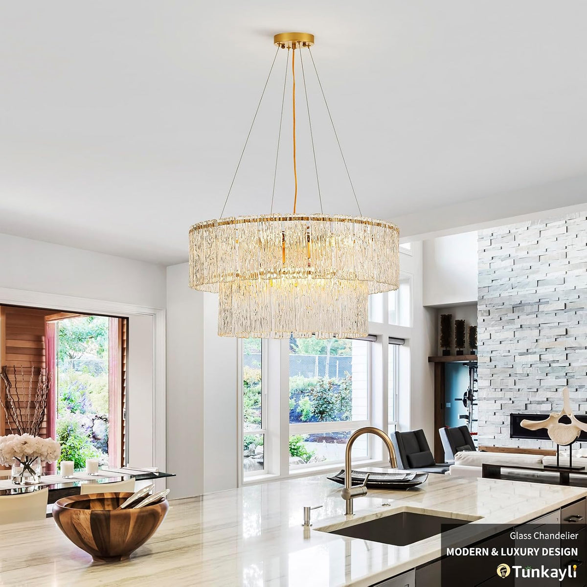 24 Inch Modern Gold Crystal 8-Light Drum Chandelier