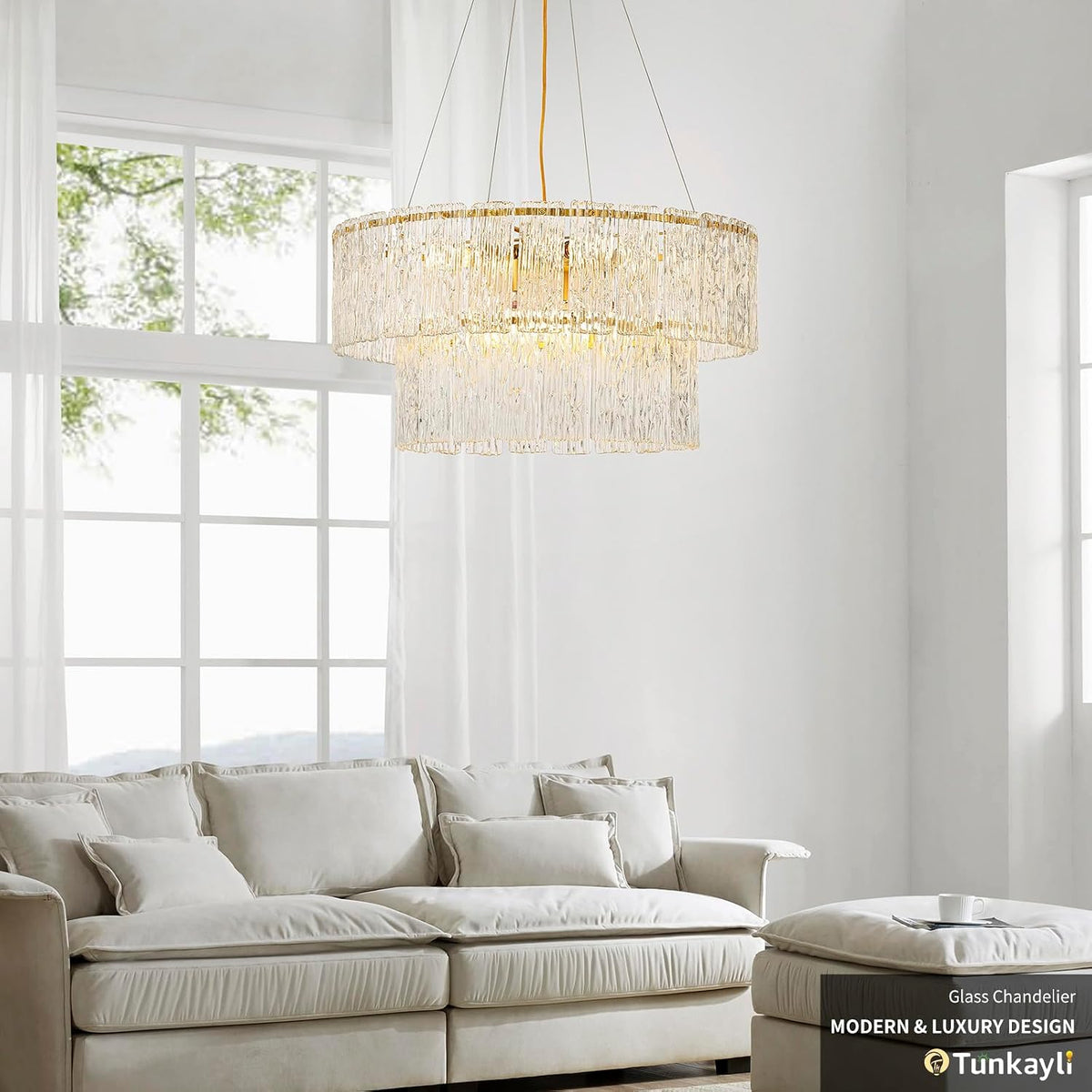 24 Inch Modern Gold Crystal 8-Light Drum Chandelier