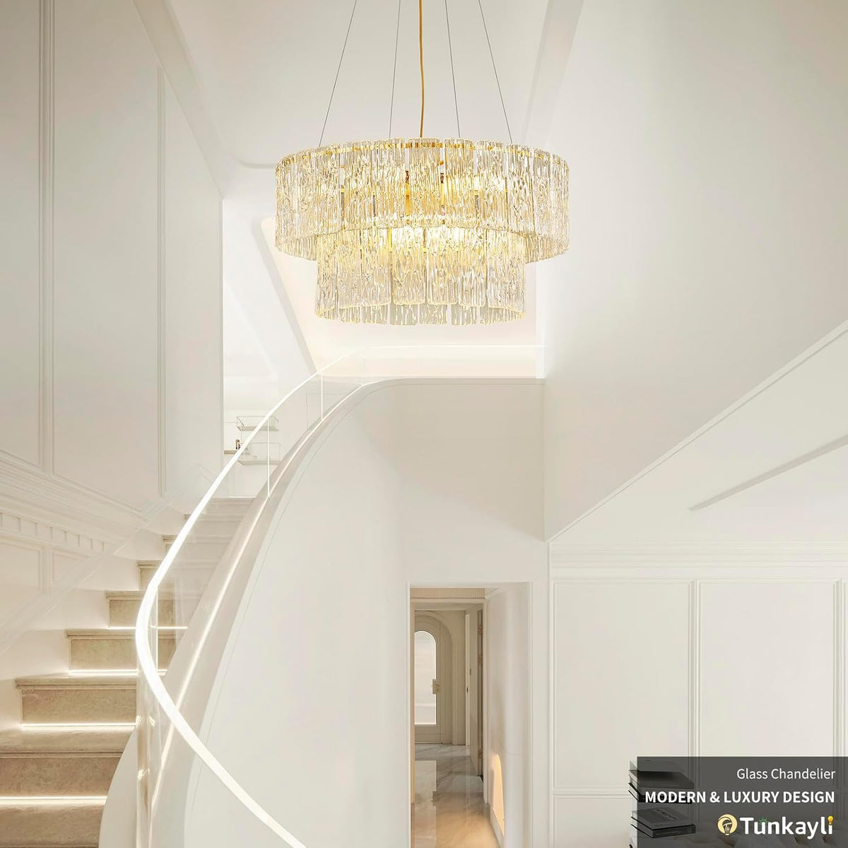 24 Inch Modern Gold Crystal 8-Light Drum Chandelier