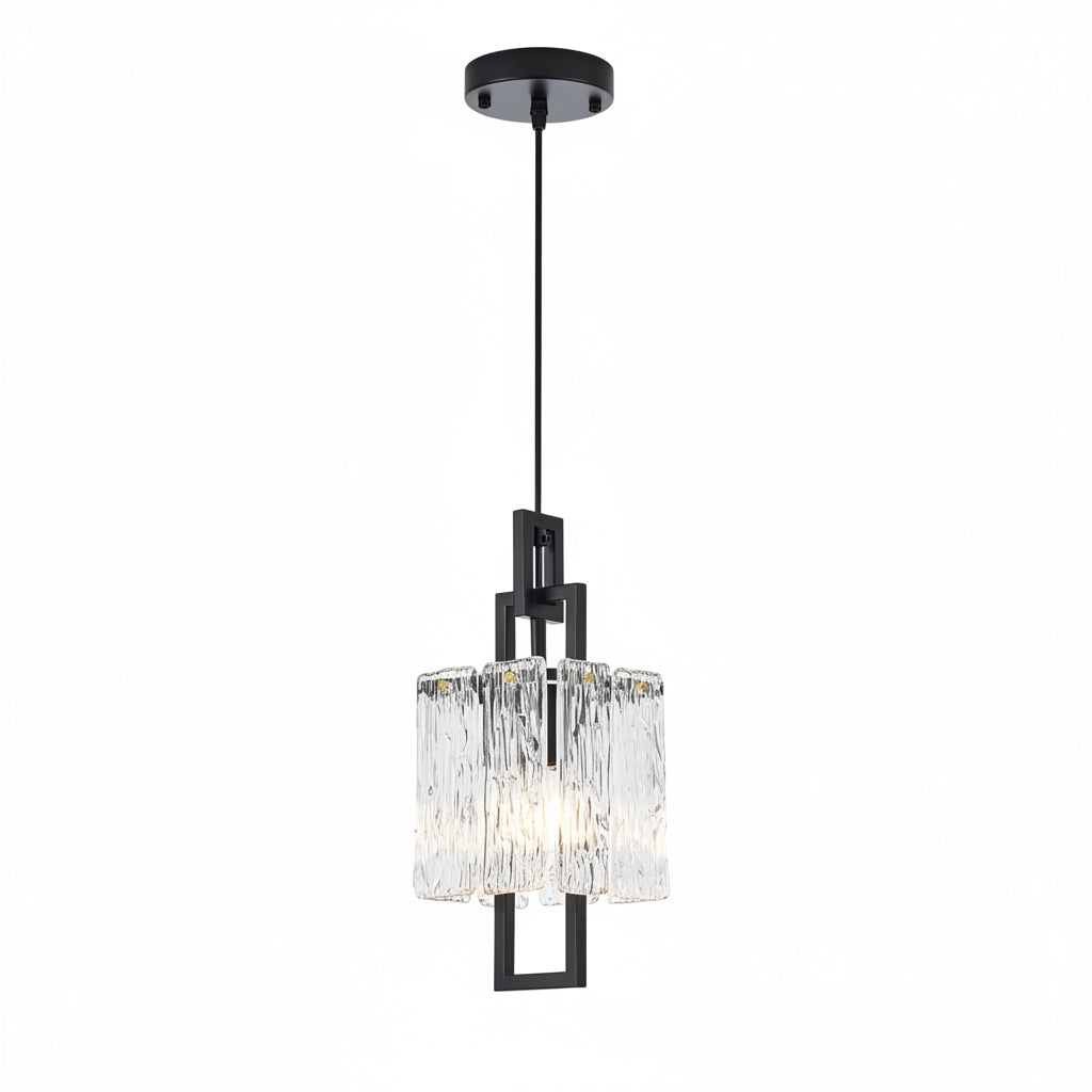 5.9 Inch Modern Black Crystal 1-Light Mini Pendant Chandelier