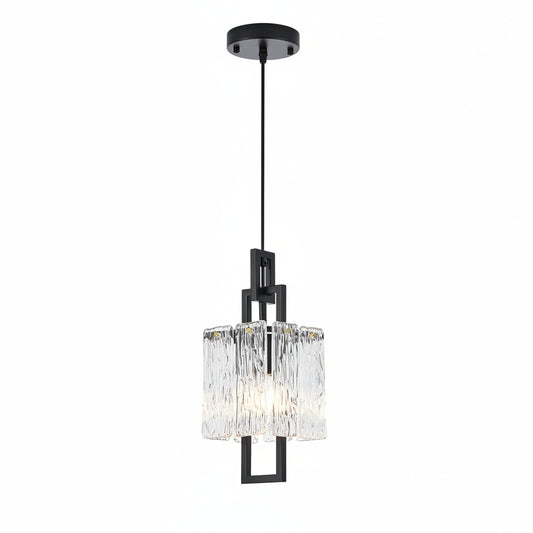 5.9 Inch Modern Black Crystal 1-Light Mini Pendant Chandelier
