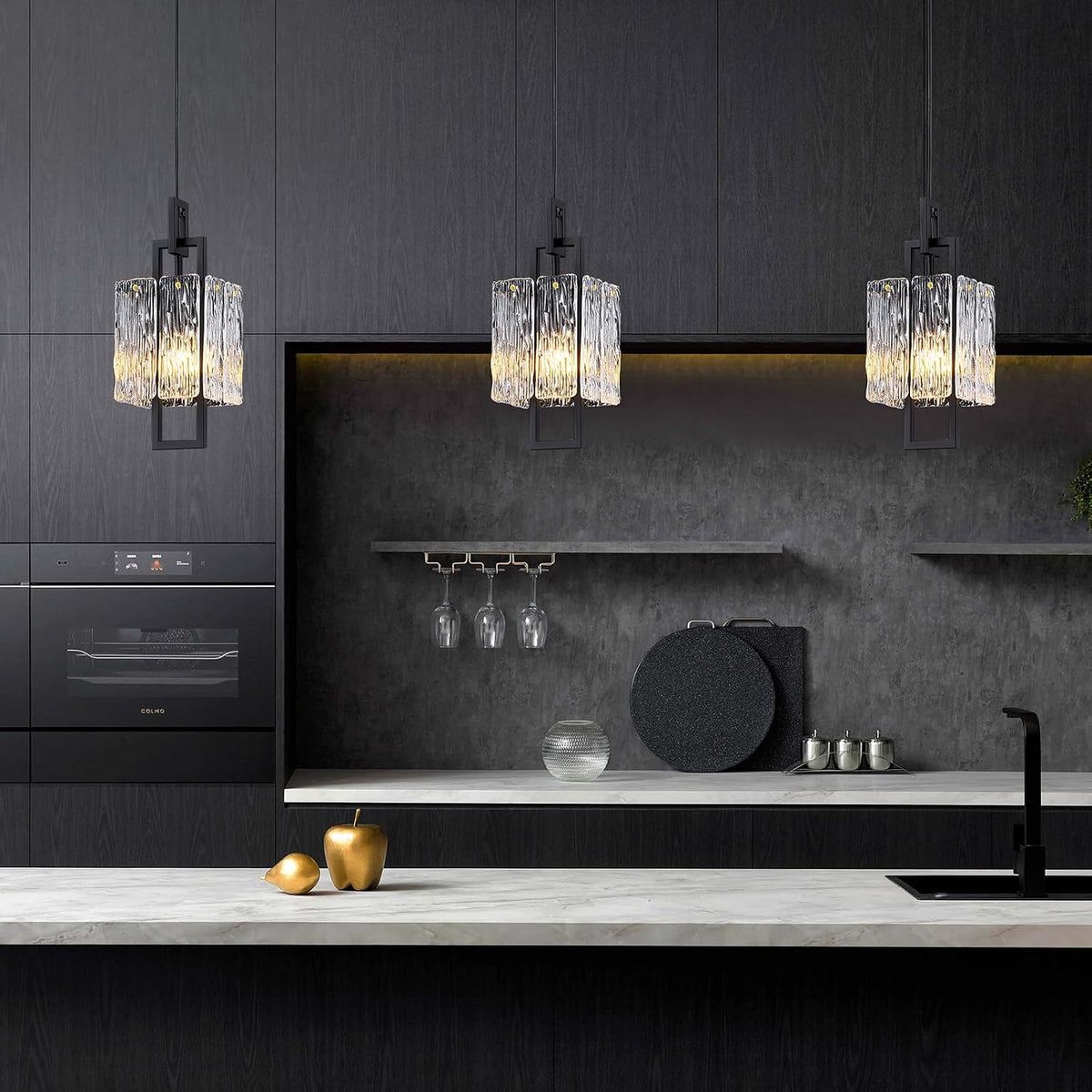 5.9 Inch Modern Black Crystal 1-Light Mini Pendant Chandelier