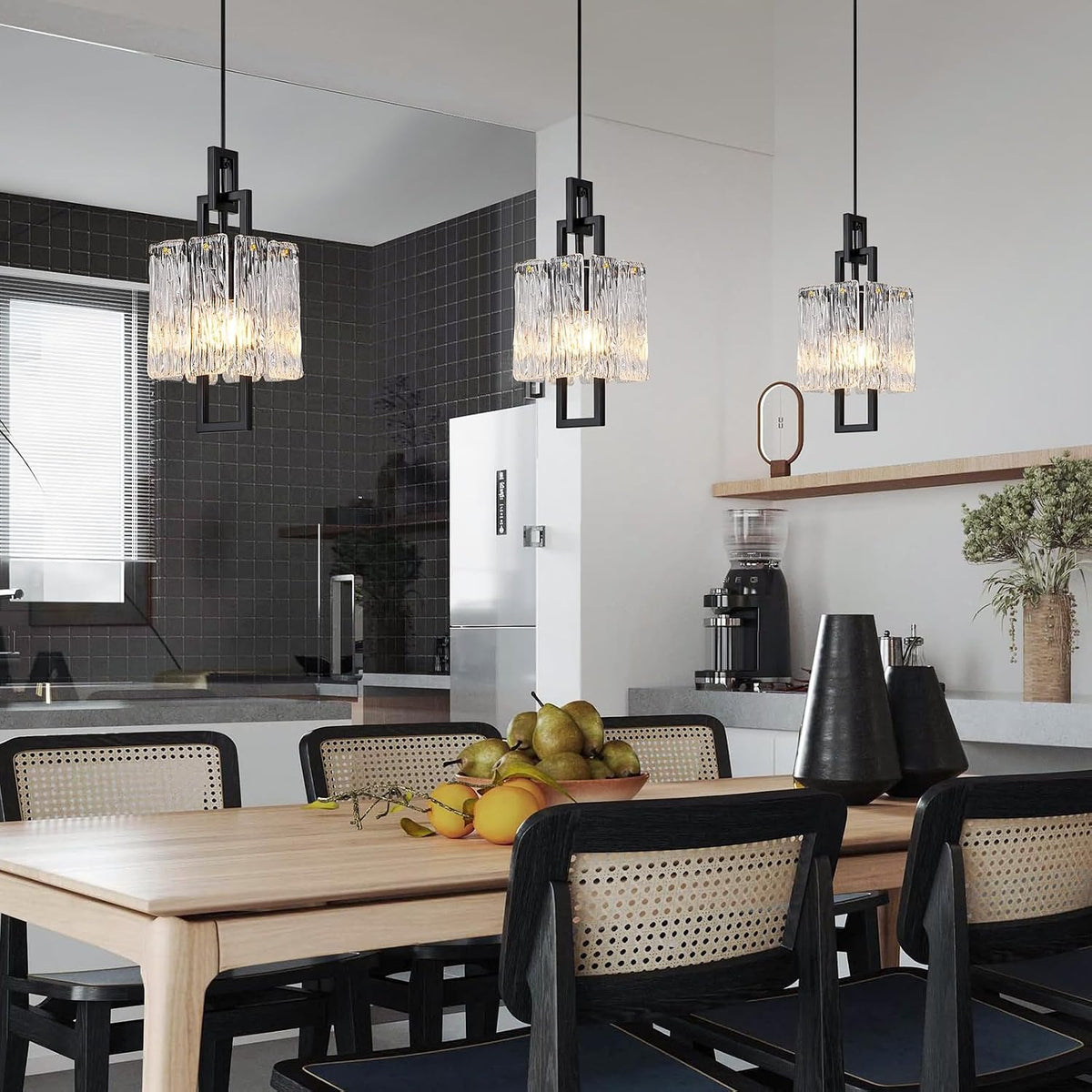 5.9 Inch Modern Black Crystal 1-Light Mini Pendant Chandelier