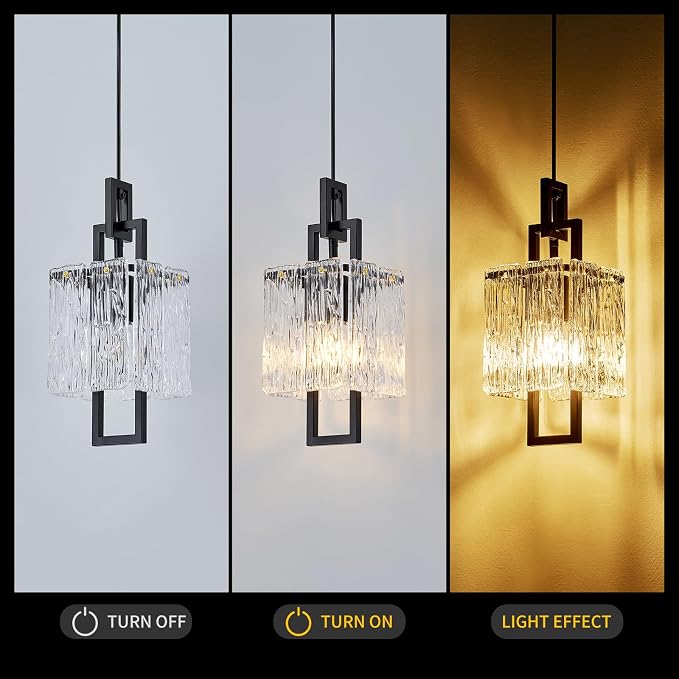5.9 Inch Modern Black Crystal 1-Light Mini Pendant Chandelier