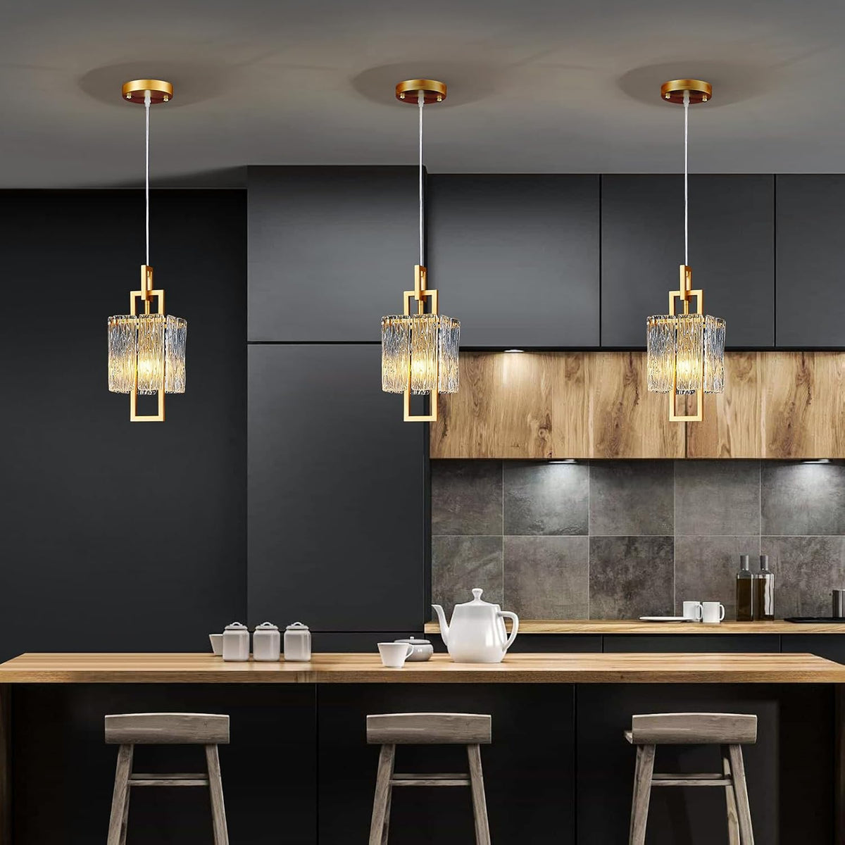 5.9 Inch Modern Gold Crystal 1-Light Mini Pendant Chandelier