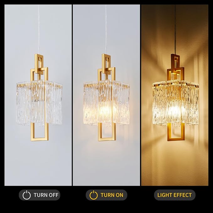 5.9 Inch Modern Gold Crystal 1-Light Mini Pendant Chandelier